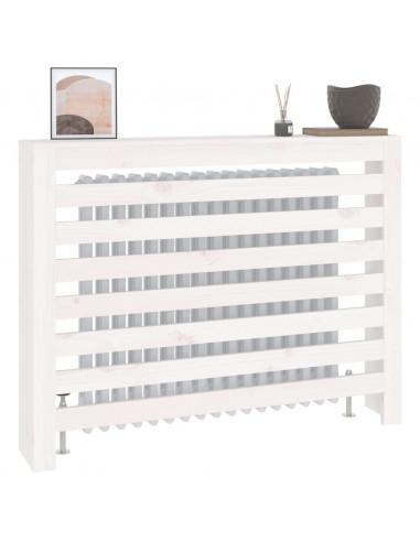 Copertura Termosifone Bianca 108,5x19x84 cm Legno Massello Pino