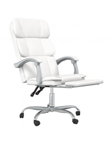 Poltrona da Ufficio Reclinabile Bianca in Similpelle