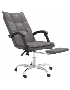 Poltrona da Ufficio Reclinabile Grigia in Similpelle