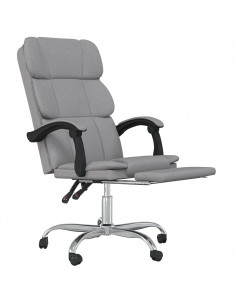 Poltrona da Ufficio Reclinabile Grigio Chiaro in Tessuto