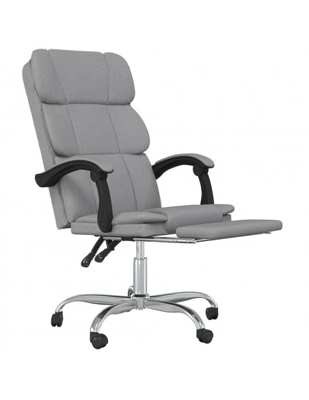 Poltrona da Ufficio Reclinabile Grigio Chiaro in Tessuto