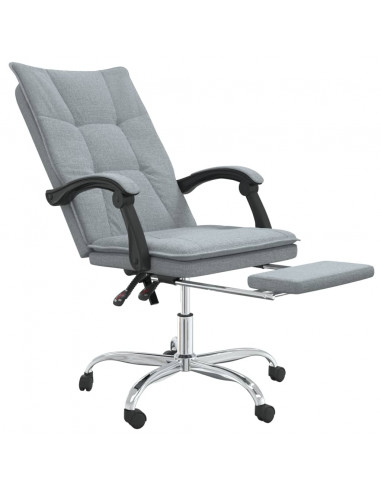 Poltrona da Ufficio Reclinabile Grigio Chiaro in Tessuto