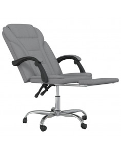 Poltrona da Ufficio Reclinabile Grigio Chiaro in Tessuto