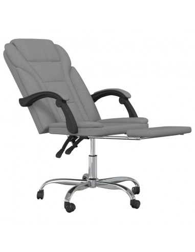 Poltrona da Ufficio Reclinabile Grigio Chiaro in Tessuto