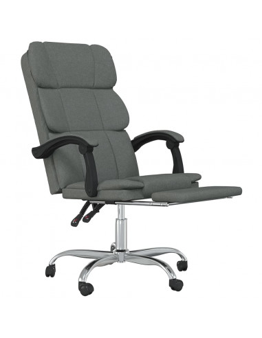 Poltrona da Ufficio Reclinabile Grigio Scuro in Tessuto