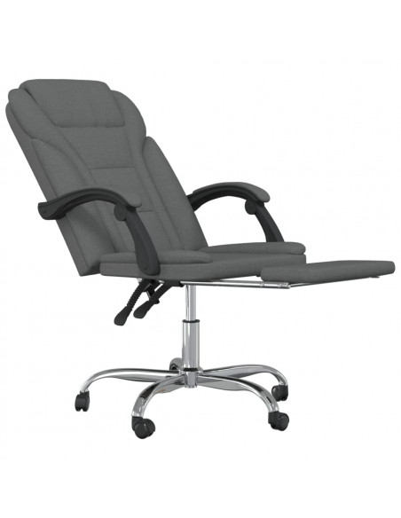 Poltrona da Ufficio Reclinabile Grigio Scuro in Tessuto