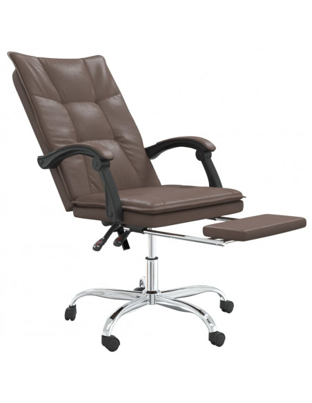 Poltrona da Ufficio Reclinabile Marrone in Similpelle