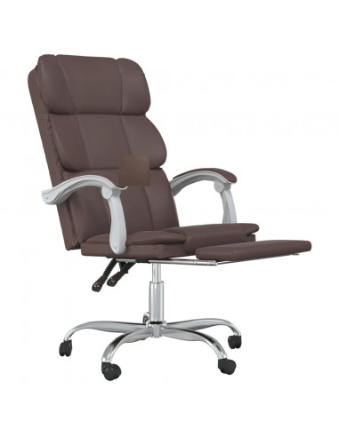 Poltrona da Ufficio Reclinabile Marrone in Similpelle