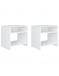 Comodini Bianchi 2 pz 40x30x40 cm Legno Ingegnerizzato 2