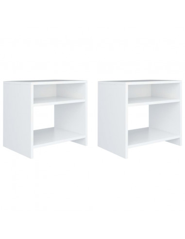 Comodini Bianchi 2 pz 40x30x40 cm Legno Ingegnerizzato