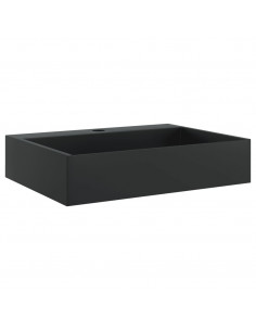 Lavandino 50x38x11 cm Blocco in Marmo/Minerale Nero Opaco 2