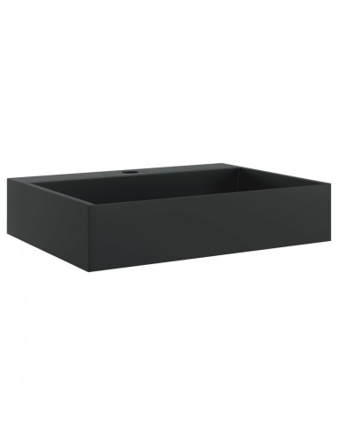 Lavandino 50x38x11 cm Blocco in Marmo/Minerale Nero Opaco