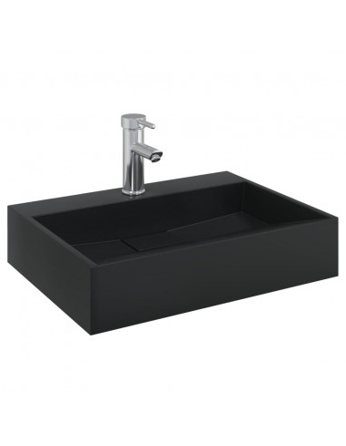 Lavandino 50x38x11 cm Blocco in Marmo/Minerale Nero Opaco