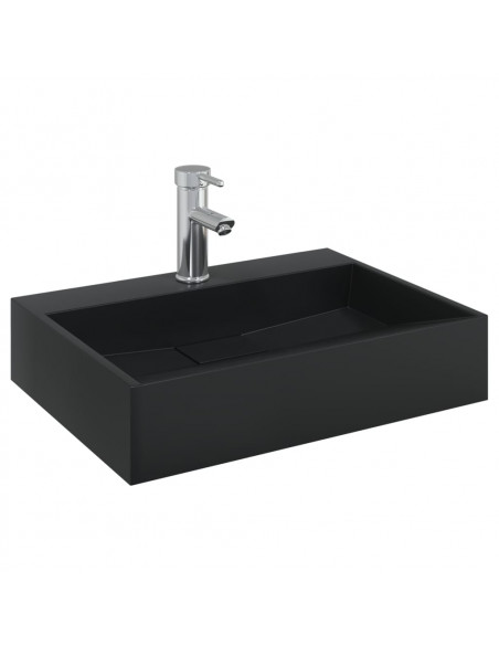 Lavandino 50x38x11 cm Blocco in Marmo/Minerale Nero Opaco