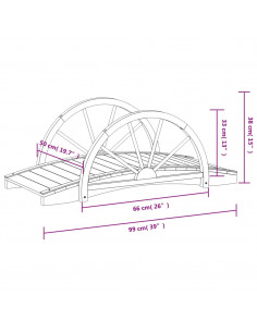 Ponte Giardino con Mezza Ruota 99x50x38 cm Legno Massello Abete