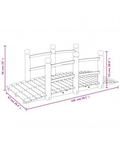 Ponte Giardino Ringhiere 150x67x56cm Legno Massello Abete Rosso