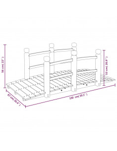 Ponte Giardino Ringhiere 150x67x56cm Legno Massello Abete Rosso