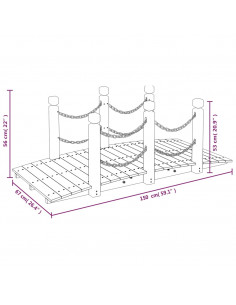 Ponte Giardino Ringhiere Catena 150x67x56 Massello Abete Rosso