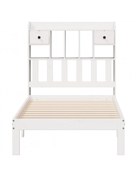 Letto Libreria senza Materasso Bianco 90x190 cm Massello Pino