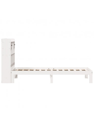 Letto Libreria senza Materasso Bianco 90x190 cm Massello Pino