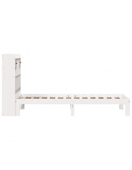 Letto Libreria senza Materasso Bianco 90x190 cm Massello Pino