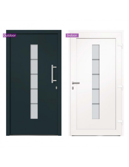 Porta d'Ingresso in Alluminio e PVC Antracite 100x200 cm