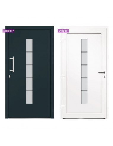 Porta d'Ingresso in Alluminio e PVC Antracite 100x200 cm