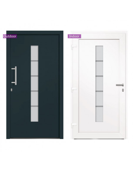 Porta d'Ingresso in Alluminio e PVC Antracite 100x200 cm
