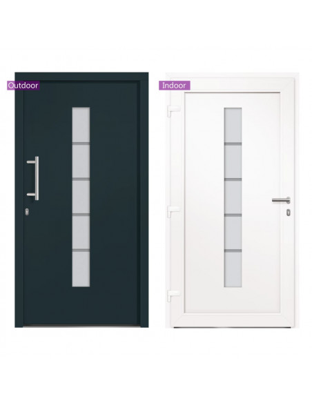 Porta d'Ingresso in Alluminio e PVC Antracite 110x210 cm