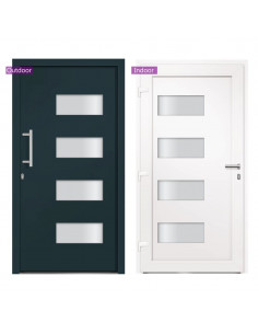 Porta d'Ingresso in Alluminio e PVC Antracite 110x210 cm