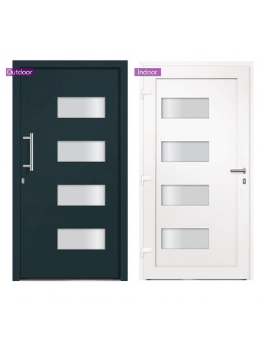 Porta d'Ingresso in Alluminio e PVC Antracite 110x210 cm