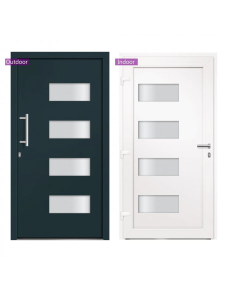 Porta d'Ingresso in Alluminio e PVC Antracite 110x210 cm