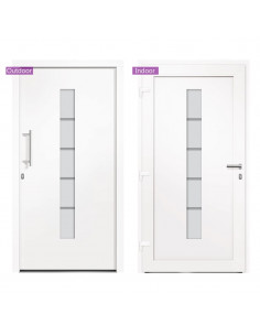 Porta d'Ingresso in Alluminio e PVC Bianco 100x200 cm