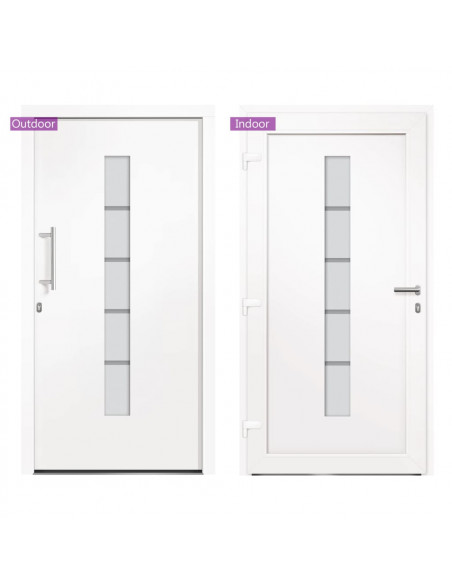 Porta d'Ingresso in Alluminio e PVC Bianco 100x200 cm