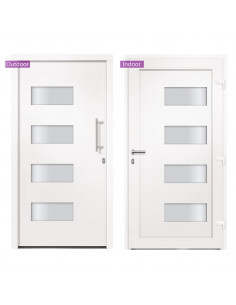 Porta d'Ingresso in Alluminio e PVC Bianco 100x210 cm