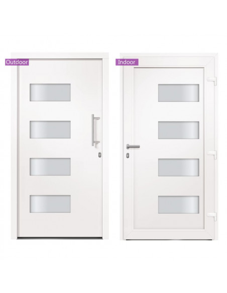 Porta d'Ingresso in Alluminio e PVC Bianco 100x210 cm