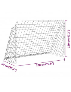 Porta da Calcio con Rete Bianca 180x90x120 cm in Acciaio