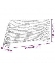 Porta da Calcio con Rete Bianca 366x122x182 cm in Acciaio