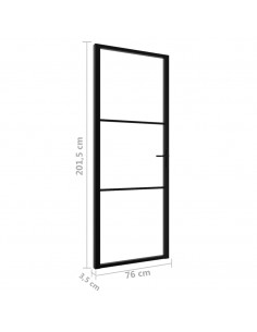 Porta da Interno ESG Vetro e Alluminio 76x201,5 cm Nera