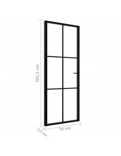 Porta da Interno ESG Vetro e Alluminio 76x201,5 cm Nera