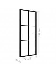 Porta da Interno ESG Vetro e Alluminio 83x201,5 cm Nera