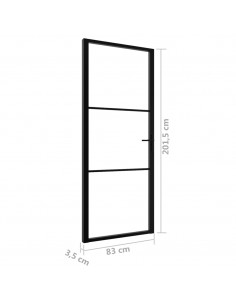Porta da Interno ESG Vetro e Alluminio 83x201,5 cm Nera