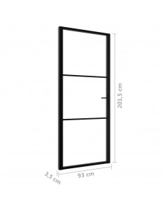 Porta da Interno ESG Vetro e Alluminio 93x201,5 cm Nera