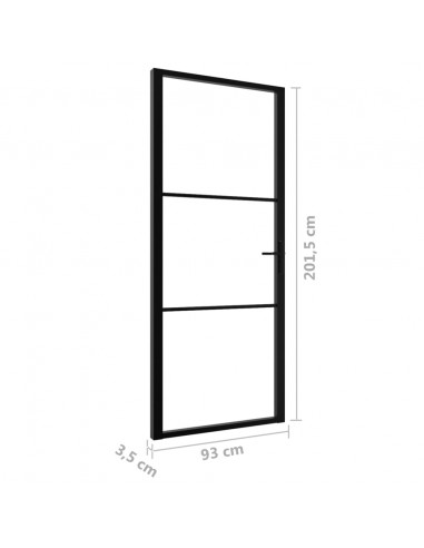 Porta da Interno ESG Vetro e Alluminio 93x201,5 cm Nera