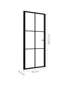 Porta da Interno ESG Vetro e Alluminio 93x201,5 cm Nera