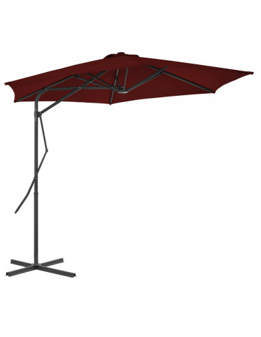 Ombrellone con Palo in Acciaio Rosso Bordò 300x230 cm