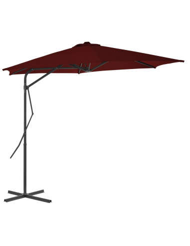 Ombrellone con Palo in Acciaio Rosso Bordò 300x230 cm