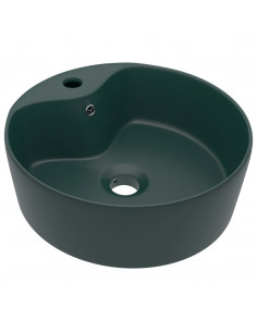 Lavandino con Troppopieno Verde Scuro Opaco 36x13cm in Ceramica 2