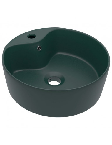 Lavandino con Troppopieno Verde Scuro Opaco 36x13cm in Ceramica