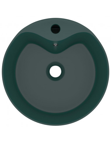 Lavandino con Troppopieno Verde Scuro Opaco 36x13cm in Ceramica